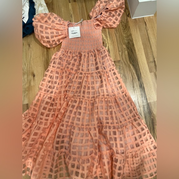 Showpo Aurelia Puff Sleeve Textured Net Maxi Dress - Picture 3 of 5